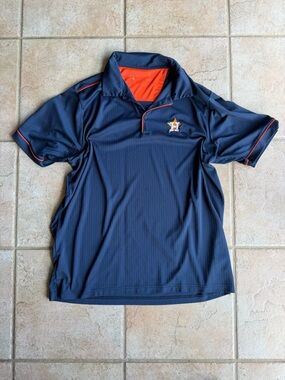 Antigua Navy and Orange Astros Logo Polo
